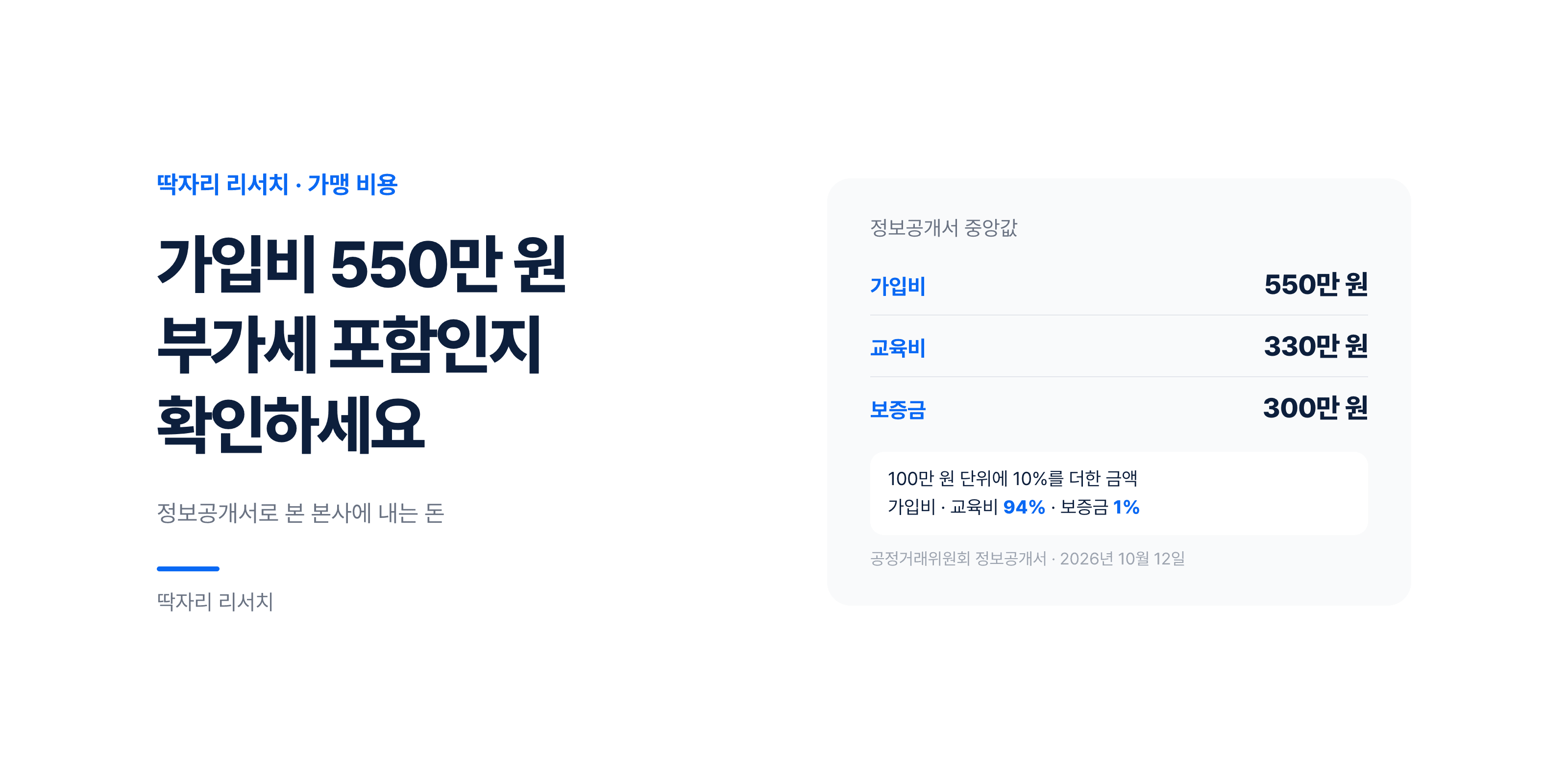 가입비 550만 원 — 본사에 내는 돈은 부가세 포함인지 확인하세요